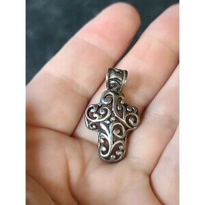 925 Sterling Silver Filigree Cross Pendant Vintage